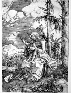 Maria mit dem Christuskind in einer Waldlandschaft