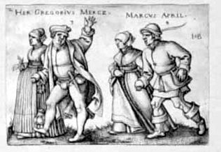 Allegorische Monatsdarstellung - März und April