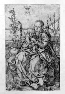 Maria mit dem Christuskind vor dem Zaun