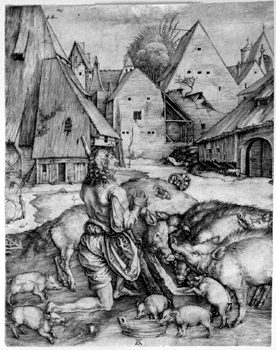 Parable vom Prodigal Son - The Prodigal Son hütet the Schweine