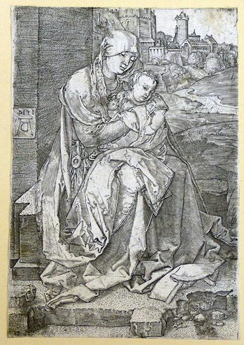 Maria mit dem Christuskind an der Mauer