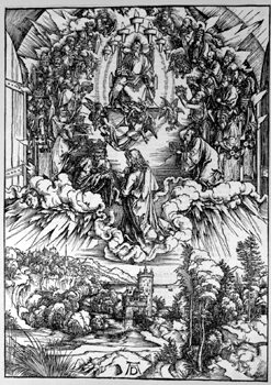 Vision der Huldigung vor dem Thron Gottes