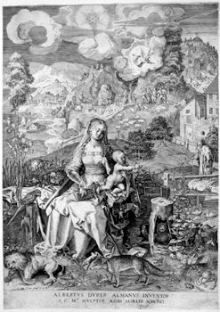 Maria mit dem Christuskind und den Tieren