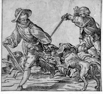 Jagdszene mit Hunden