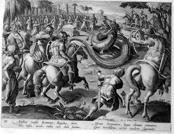 Konsul Atilius kämpft mit einem Drachen