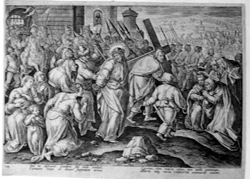 Kreuztragender Christus mit weinenden Frauen - Hilfe Simons