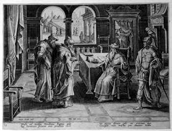 Joseph von Arimathia vor Pilatus