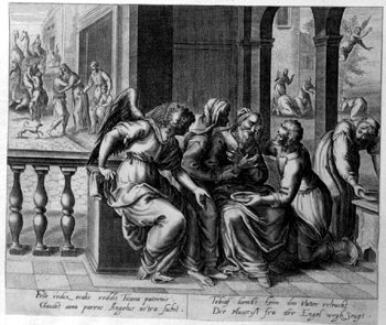 Tobit heals the blind Father with the Galle of the Fisches