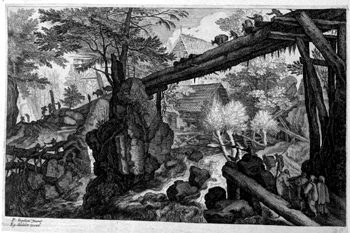 Landscape with a Holzbrücke and Wanderers