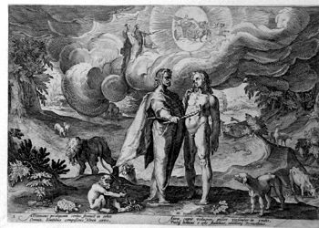 Prometheus formt eine Menschengestalt aus Lehm und belebt sie mit dem göttlichen  Feuer