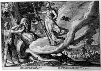 Kadmus sät die Drachenzähne auf Geheiß der Minerva