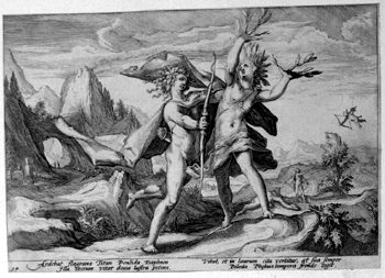 Apollo und Daphne, in einen Lorbeerbaum verwandelt