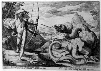 Apollo tötet den Drachen Python