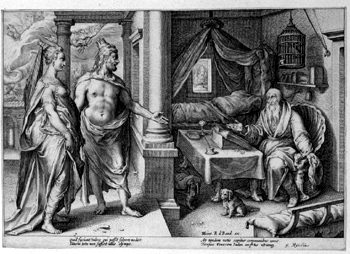 Tiresias, der zwischenzeitlich in eine Frau verwandelt worden war, beantwortet die Fragen