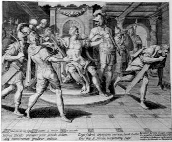 David verstellt sich before King Achis as Fool