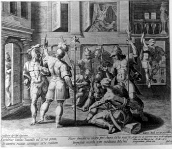 Michael hilft David before Saul to fliehen