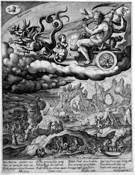 Allegorische Darstellung -  Saturn - Sternzeichen  Steinbock und Wassermann