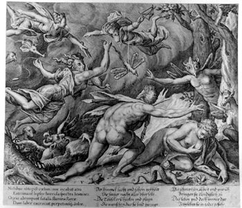 Allegorische Darstellung - Menschliche Sünden - Teufel als Begleiter der Menschheit