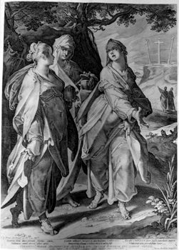 Three Marien at the Christusgrab- Botschaft of the Engels at the leeren Grab