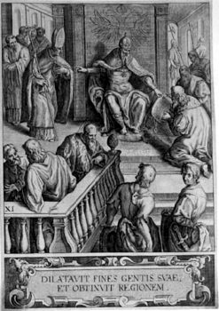 König Heinrich I. bestätigt den Hl. Ulrich als Bischof von Augsburg