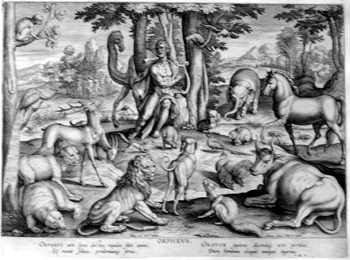 Orpheus bezaubert Bäume and Tiere with his Leierpiel