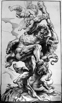 Hercules besiegt the Hydra of Lerna with the Keule