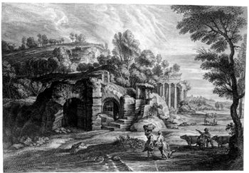 Landschaft mit römischen Ruinen