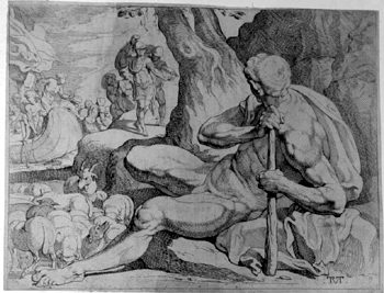Odysseus trifft Polyphem