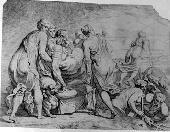 Odysseus wird auf die Küste von Ithaka gespült