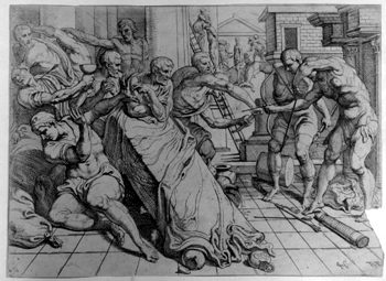 Odysseus gibt sich den Freiern zu erkennen