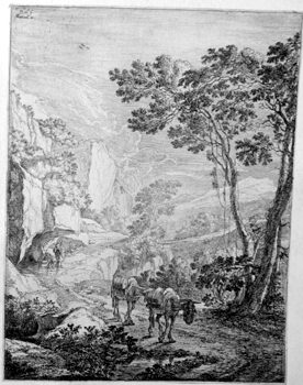 Landschaft mit zwei Maultieren
