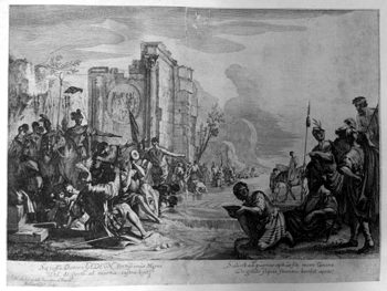 Gideon prüft his Heer at the Jordan
