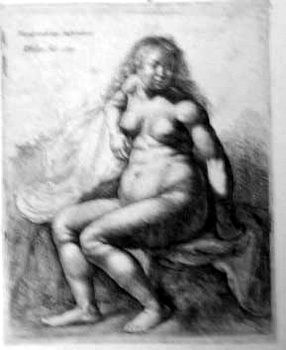 Nude Woman, on a Erdhügel seated