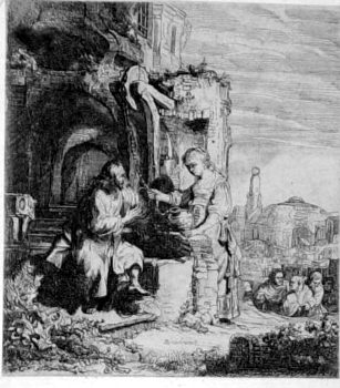 Christ and Samariterin below ruins