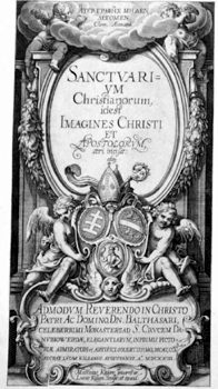 Titelblatt >>SANCTVARIVM Christianorum idest IMAGINES CHRISTI ET APOSTOLORVM aeri incisae: atq <<