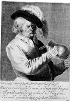 Philosophieren eines Trinkers über das Innere des Kruges