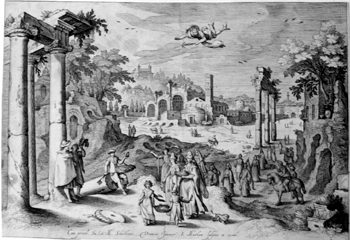 Fliegender Merkur erblickt Herse und Aglauros