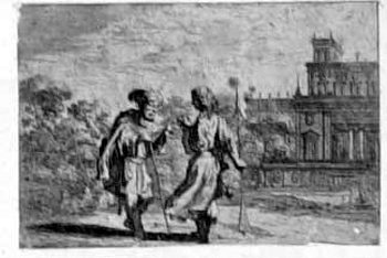 Sylvius mit einem Mann vor einem Palais