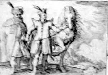 Zwei Türken mit Pferd