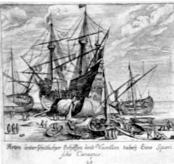 Hafenszene mit Segelschiffen