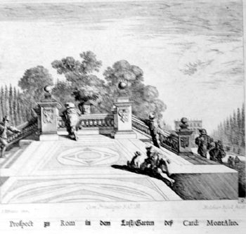 Ansicht vom "Lustgarten"  von Kardinal Montalto in Rom