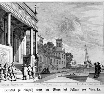 Ansicht vom Hafen in Neapel mit dem Vizeköniglichen Palais