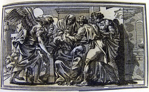 Tobit heilt den blinden Vater mit der Galle eines Fisches