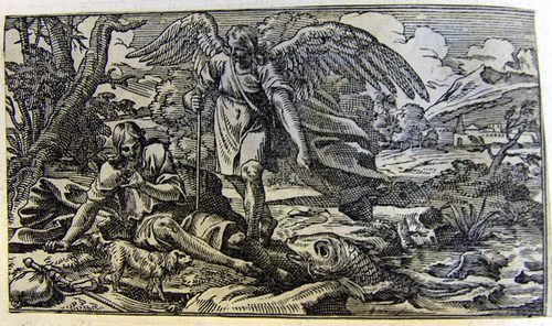 Tobit und Erzengel Raphael - Tobit mit dem Fisch