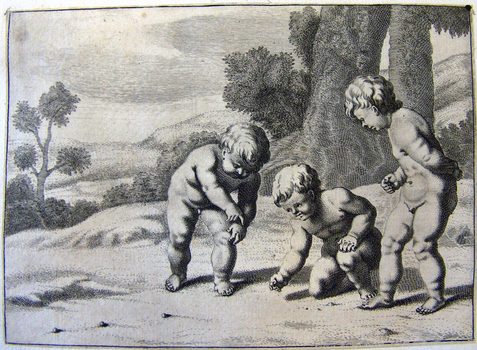 Kinder beim Murmelspiel