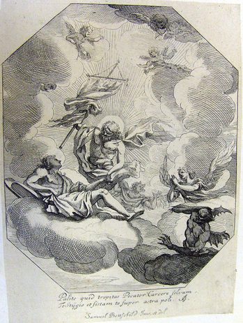 Ein Märtyrer mit Christus im Himmel