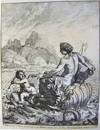 Ein Meerweib (Galathea) auf dem Delphingespann