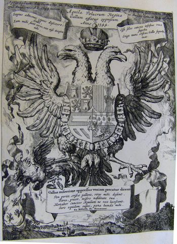 Allegorsche Darstellung - Huldigung auf Kaiser Karl V. und seiner Siege über Frankreich
