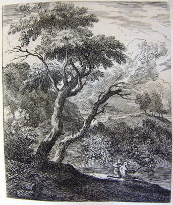 Landschaft mit einem Fischer