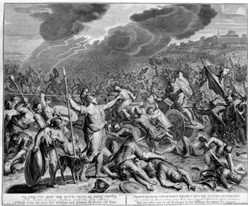 Josua besiegt fünf Amoriterkönige -  Stillstand der Sonne und des Mondes